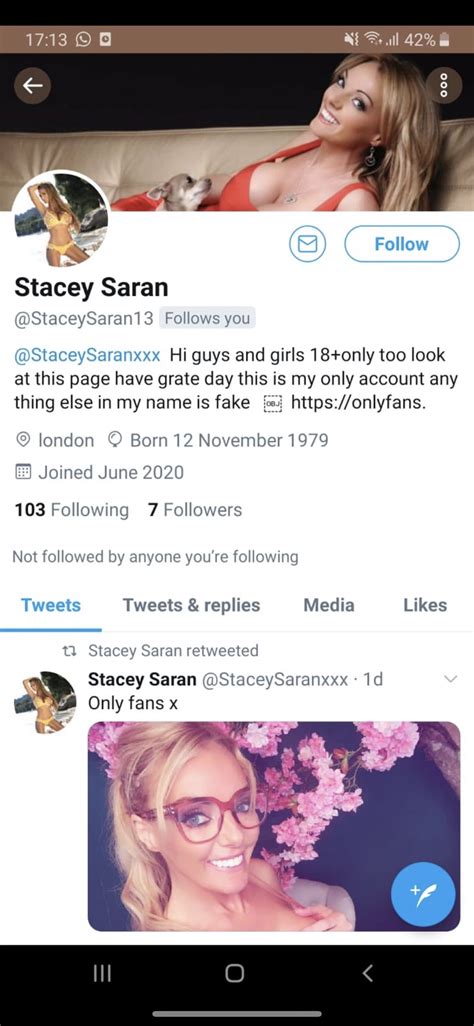 Tw Pornstars Stacey Saran Twitter Not Me Obvs Dont Follow Any Other Pages Than Mine I Dint