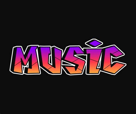 Premium Vector Music Word Trippy Psychedelic Graffiti Style Letters