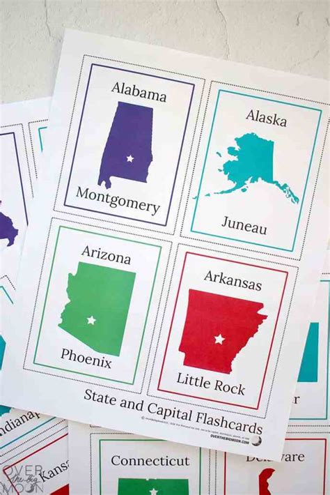 States And Capitals Free Printable Flashcards Over The Big Moon