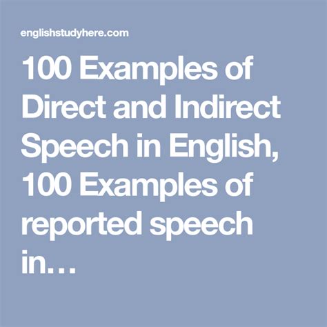 100 Examples Of Direct And Indirect Speech In English 100 Examples Of