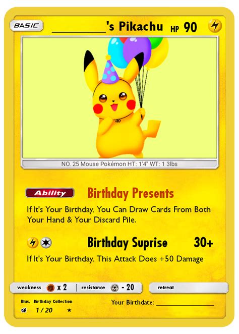 Birthday Pikachu Pokemon Card By Furbyvoice On Deviantart