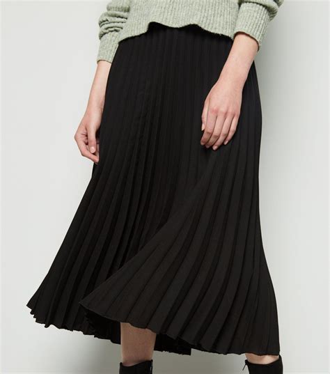 Black Chiffon Pleated Midi Skirt New Look Pleated Midi Skirt Black