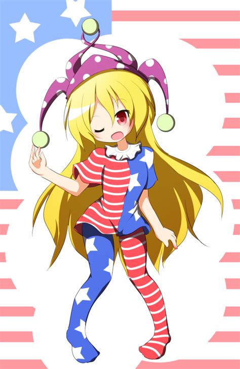 Safebooru 1girl American Flag Dress American Flag Legwear Blonde Hair Clownpiece Dress Full