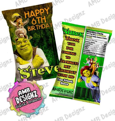 Lot of 48 shrek ears party supplies favors new shrek face (1) mylar balloon 30 party supplies new shrek the third blowouts party supplies (8). Shrek Chip Bag Party Favor - Shrek Party Supplies | Shrek ...