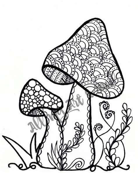 Adult Coloring Mushrooms Coloring Pages