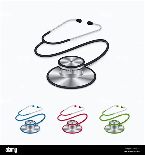 Realistic Stethoscope Symbols On On White Background Colorful 3d