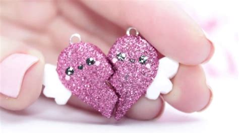 Diy Glitter Bff Heart Charms In Polymer Clay ♡ Kawaii Friday Youtube