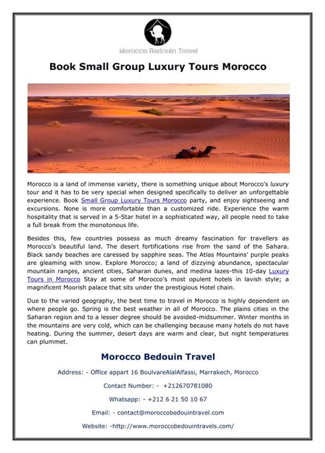 Ppt Book Small Group Luxury Tours Morocco Powerpoint Presentation