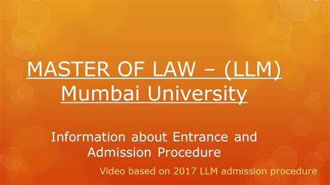 Llm Master Of Law Mumbai University Regarding Entrance And