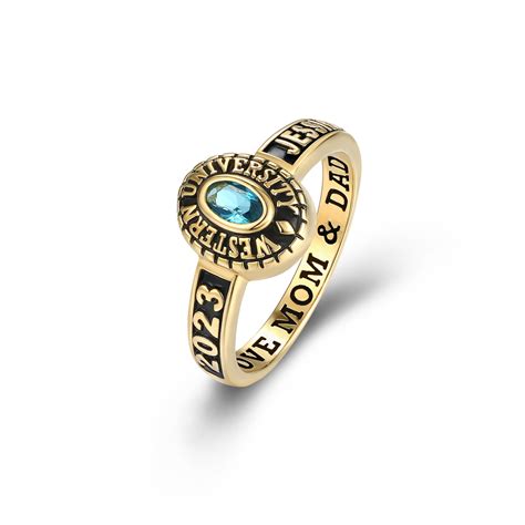 Mementos Black Band Collection Sterling Silver Customized Women Class Rings For High School And