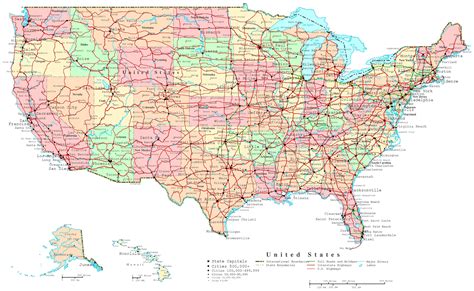 Usa Road Map United States Map Us Map Printable