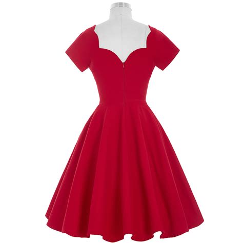 Belle Poque 1950s 60s Red Rockabilly Dress Robe Sexy Tunic Retro Vintage Womens Summer Dresses