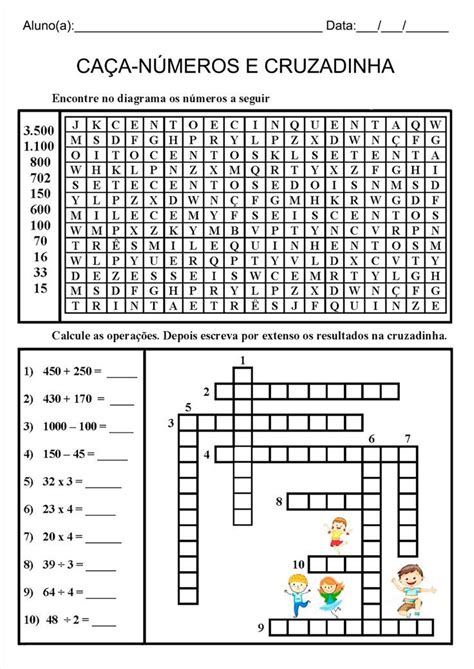 Caça Números E Cruzadinha Encontre No Diagrama Os Números Com