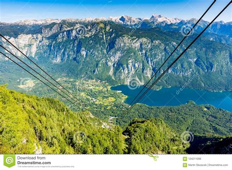 Aerial View Of Bohinj Lake From Vogel Cable Car Station Mountains Of