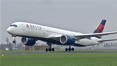 4k Delta A350 900 N509dn Landing And Departure At Schiphol Airport