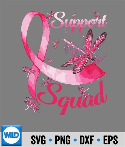 Cancer Svg Warrior Support Squad Dragonfly Breast Cancer Awareness Svg Cut File Wildsvg