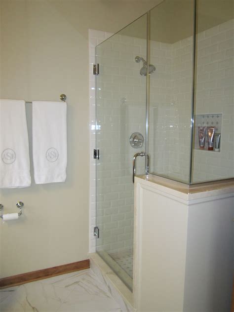 Shower With Frameless Door And Knee Wall Knee Wall Bathroom