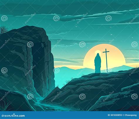 Eternal Dawn, the Resurrection of Jesus Stock Illustration