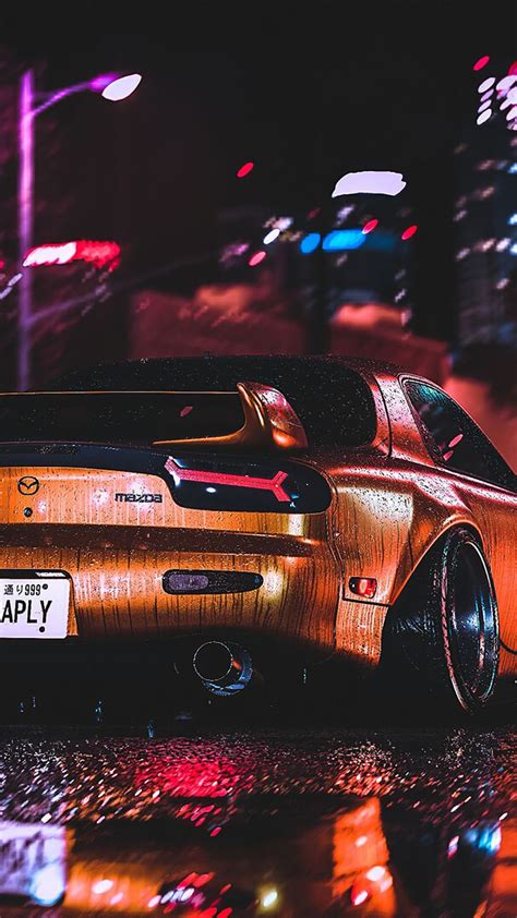 1080x1920 Mazda RX-7, sports car, rear-view, artwork wallpaper | Jdm