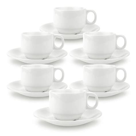 T4U 2 Onça Espresso Xícaras e Pires de porcelana com Alça Simples