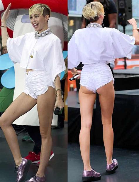 miley cyrus lets her butt hang all out in a pair of extremely short shorts gistmania