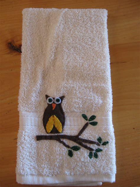 Owl Towel Embroidered Owl Idea From Pinterest Made My Own Design Made From Felt Owl