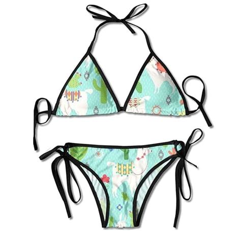 Womens Two Pieces Strappy Halter Neck Bathing Suit Cheeky Tie Side Bottom Sexy