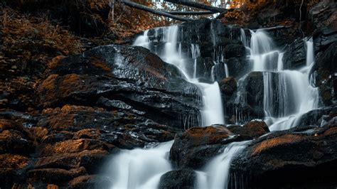 Cachoeira Rochas Pedras Floresta Papel De Parede Para Celular