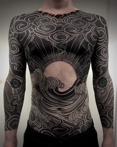 gorgeous blackwork full body tattoo by gakkinx body tattoo design full body tattoo full