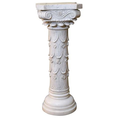 Pair Of Early 20th Century Italian Marble Carved Pedestals At 1stdibs