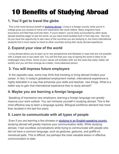 10 Benefits Of Studying Abroad By Study Consultants Issuu