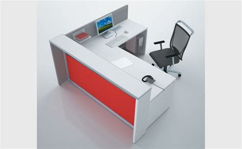 Corner Reception Desk Eos Alea Modular Laminate Aluminum