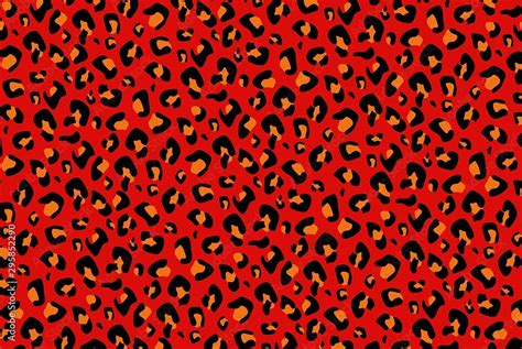 Seamless Faux Textured Jaguarleopard Print Seamless Pattern With Black Spots On Bright Red
