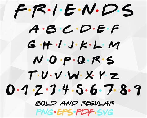Friends Tv Show Font Eps Svg Printable Letters And Numbers Bold And