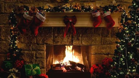 Christmas Fireplace Scene With Crackling Fire Sounds 6