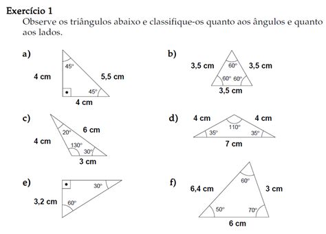Classificação De Triangulos Exercicios