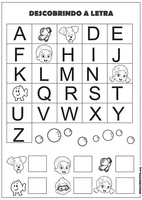 atividade alfabeto sondagem volta às aulas bubble guppies atividades com o alfabeto