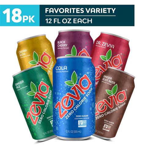 Zevia Zero Calorie Zero Sugar Soda Favorites Variety Pack 12 Fl Oz