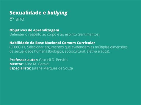 Plano De Aula O Ano Sexualidade E Bullying Hot Sex Picture