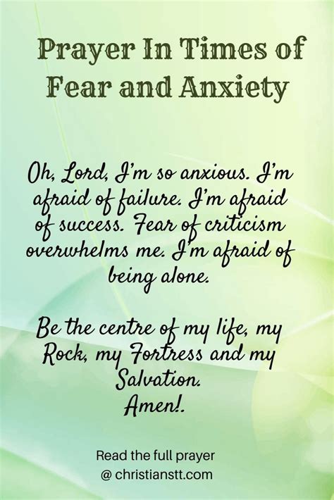 Prayer Against Anxiety And Fear Christianstt