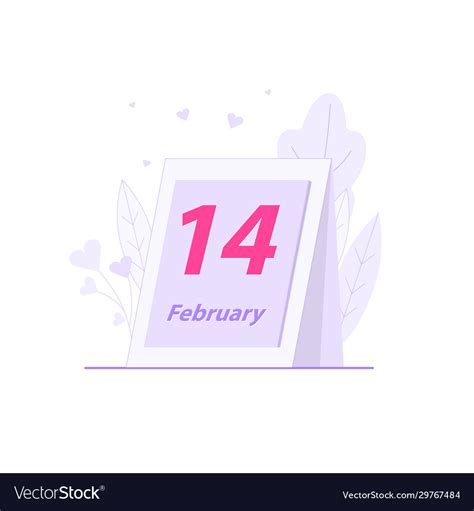 Calendar Sheet With Event Date 14th February Vector Image
