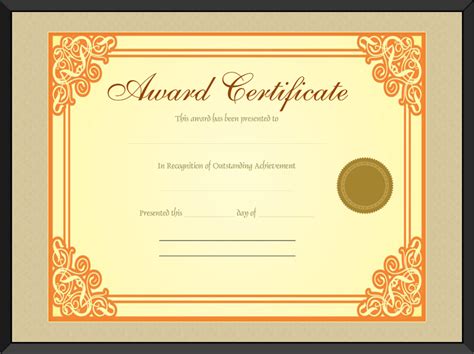 Gold Award Certificate Template Get Certificate Templates