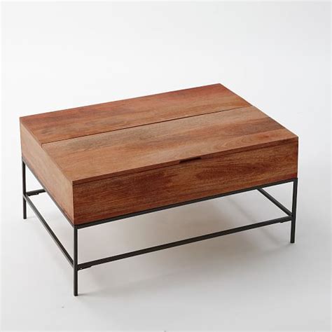 2 tier glass coffee table. Industrial Storage Pop-Up Coffee Table | west elm