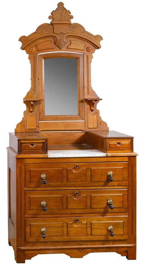 Lot 132 Victorian Walnut Dresser With Mirror Three Drawer Dresser
