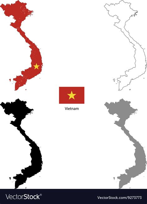 Vietnam Country Black Silhouette And With Flag Vector Image