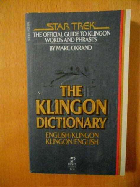Star Trek Ser The Klingon Dictionary By Marc Okrand 1985 Mass