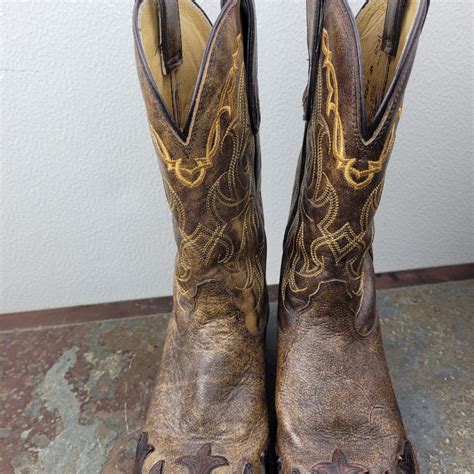 TONY LAMA WOMEN S BARK SANTA FE SQUARE TOE WESTERN BOOTS 7 5B EBay