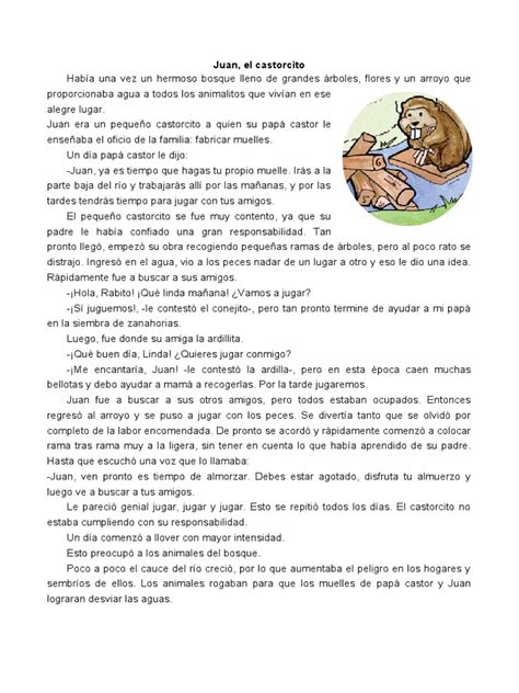 El Cuento Para Tercer Grado De Primaria Castor