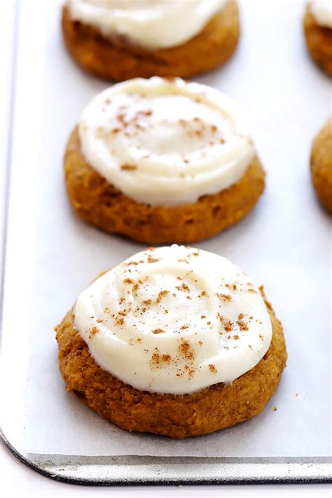 Pumpkin Cookies With Cream Cheese Frosting Gimme Some Oven
