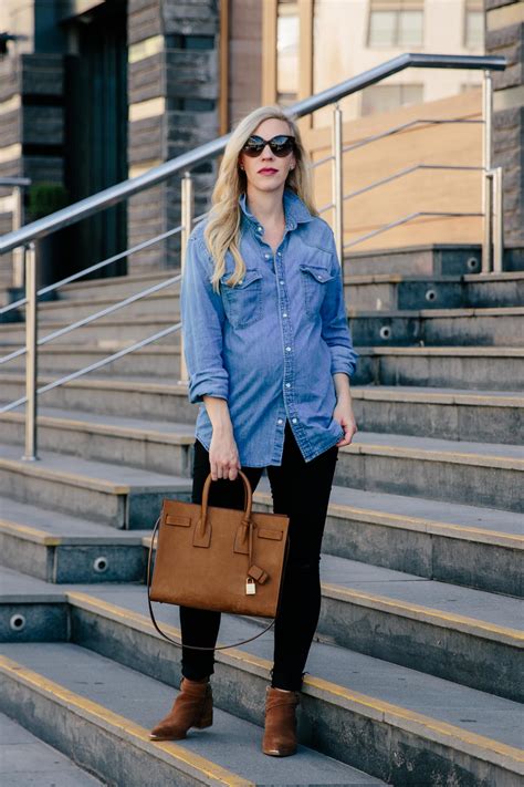 Western Meets Edgy Oversized Denim Shirt With Black Jeans And Suede